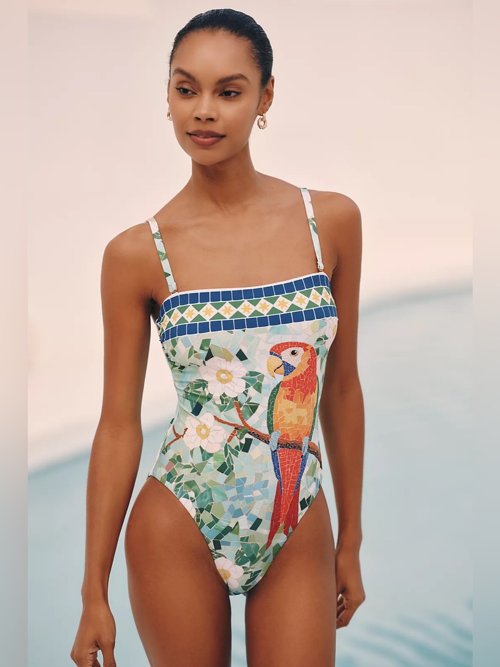 Anthropologie Celandine Womens One-Piece Swimsuit Multicolor Size M